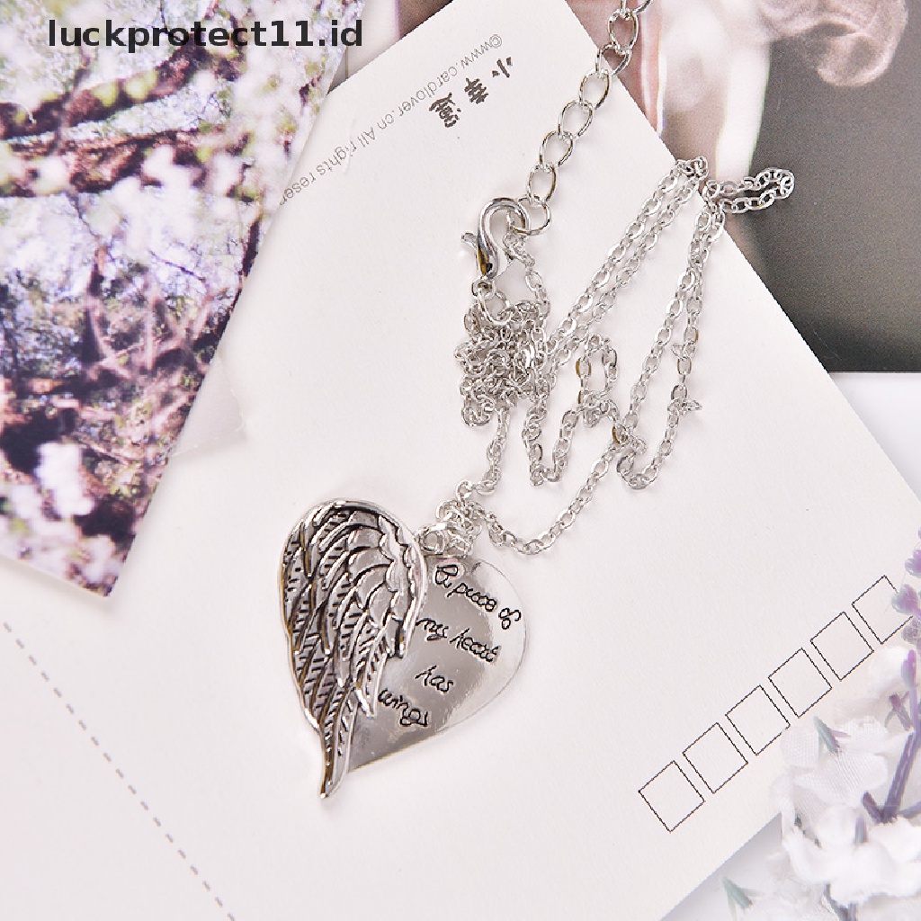 Kalung Choker Liontin Hati Sayap Bahan Stainless Steel Untuk Wanita