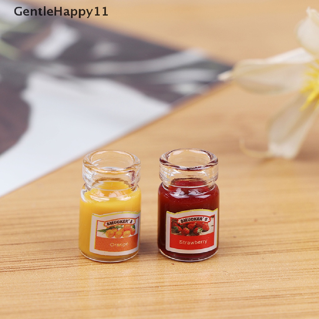 Gentlehappy 2PCS Miniatur Selai / Madu / strawberry Skala 1: 12 Untuk Rumah Boneka