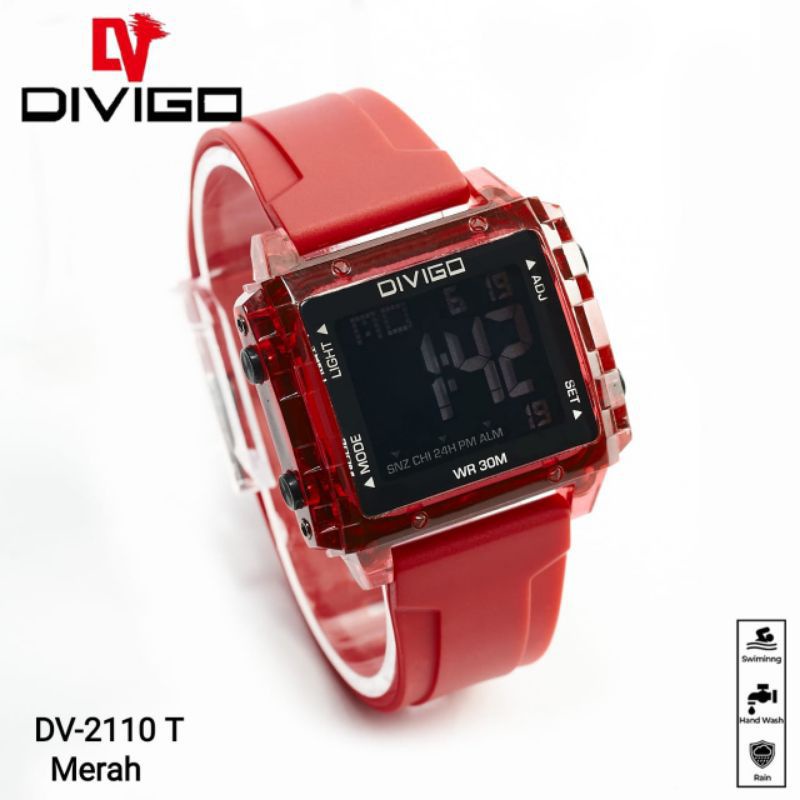 (Terima Cod)Jam Tangan Wanita/Pria Divigo Traspadan Digital Anti Air/Water Resist Strap Rubber/Karet