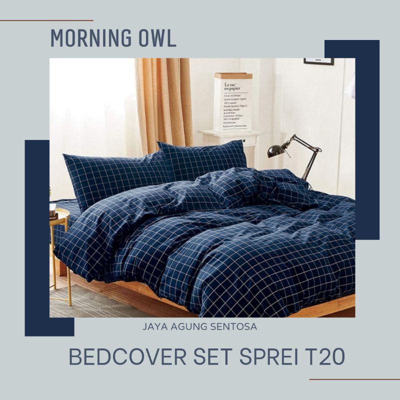 BEDCOVER MORNING OWL + SPREI MOTIF  FITTED 160X200 & 180X200 T20 CM