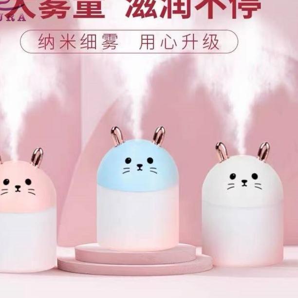 Humidifier 3 IN 1 + kipas + led lamp diffuser purifier Mini air Flame - MINI CAT