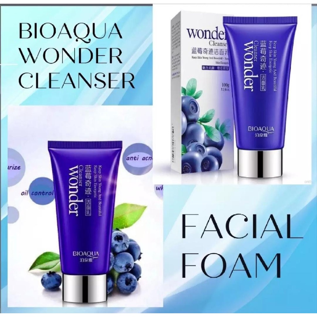 GIRLSNEED77 Medan Wonder Blueberry Cleanser Moisturizing Brightening Facial Foam Cleanser - Pembersih Wajah Foam Bio Aqua Dengan Extract Blueberry Menutrisi Wajah Melembabkan Melembutkan Memutihkan Wajah - 100 gr