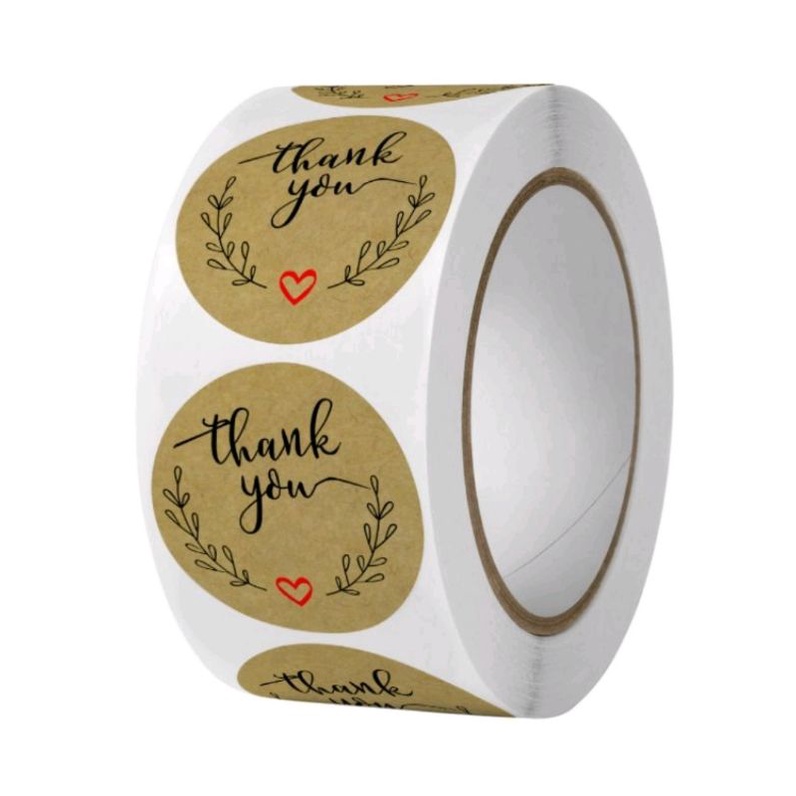 

Label Stiker Terima Kasih Sticker Thank You Hati Coklat Daun