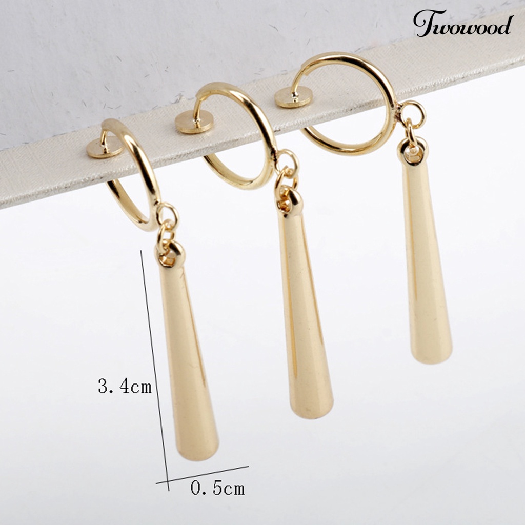 Anting Kait Gantung Warna Solid Bahan Alloy Tahan Lama Untuk Wanita