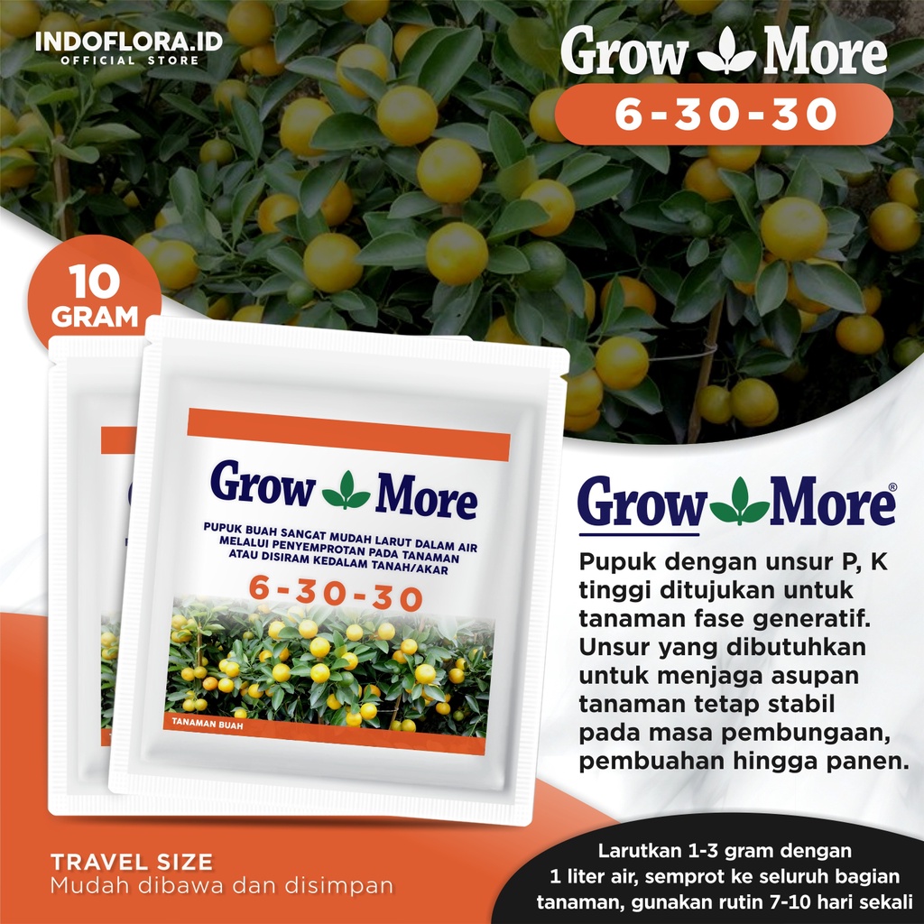 Jual Pupuk Tanaman Hias Bunga Dan Buah NPK Growmore Orange 6 30 30 ...