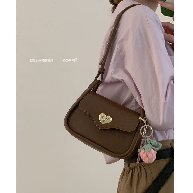 Suhao Retro Tas Ketiak Wanita 2022 Baru Fashion Trendi Versi Korea Kecil Square Tas Niche Tekstur Liar Ins Messenger Bag