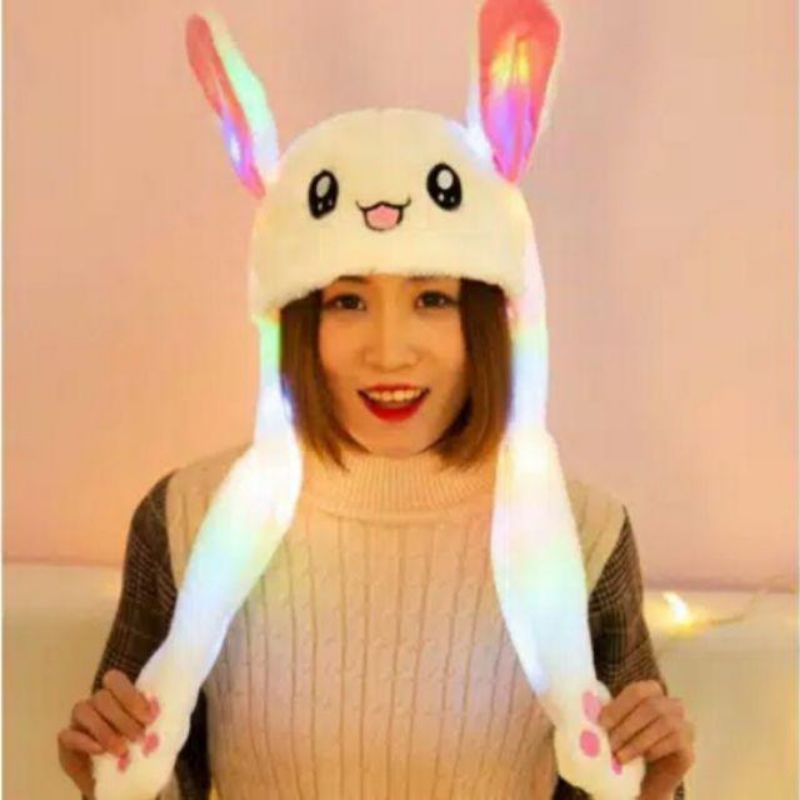 BUNNY HAT - TOPI KELINCI ADA LAMPU LED BISA MENYALA