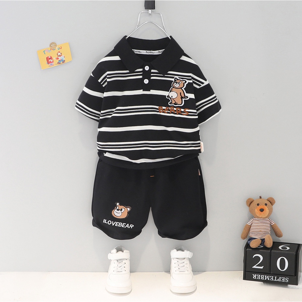 LittleAaron SET CC SALUR BEARS EBV Setelan Bayi Laki-laki Lengan Pendek