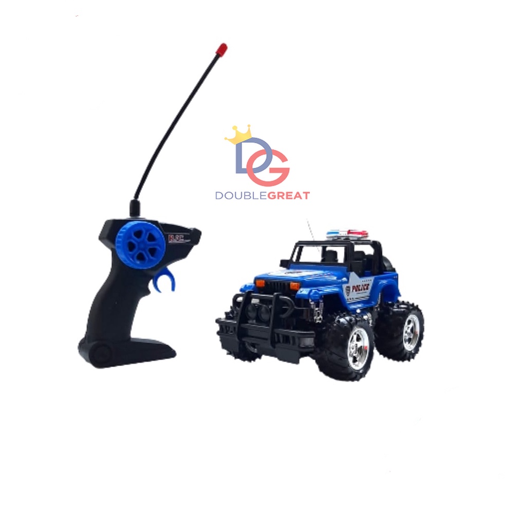 DOUBLE GREAT   HENGJIAN MAINAN ANAK RC MOBIL BIGFOOT JEEP REMOTE TEMBAK SKALA 1:24 POLICE CAR SERIES