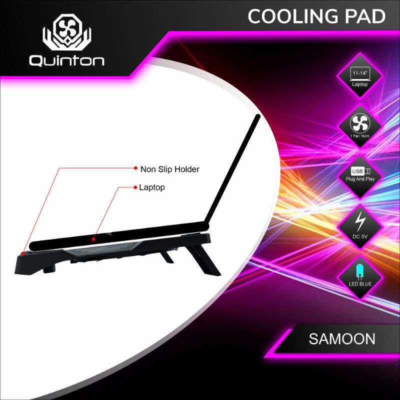 Quinton kipas laptop / cooling pad samoon 15&quot; high speed motor dengan 2 LED MERAH