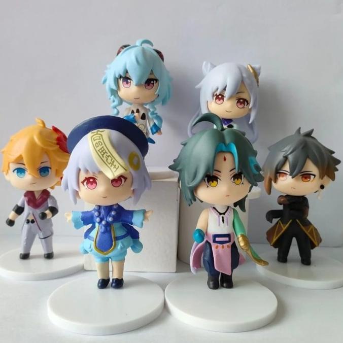 Action Figure Set Genshin Impac Keqing Qiqi Ganyu Xiao Topper Cake