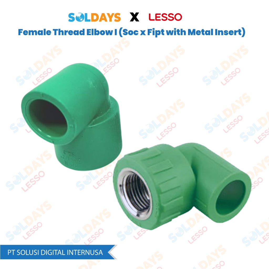 Lesso Female Thread Elbow I dn25x1/2&quot; / Soc x Fipt With Metal Insert  3/4&quot;x1/2&quot; / PPR