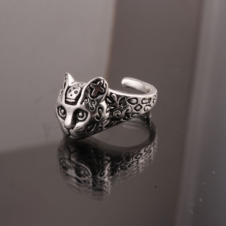 Cincin Model Terbuka Motif leopard Bahan alloy Gaya retro Korea Untuk Pria Dan Wanita
