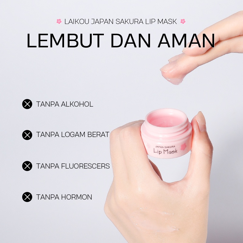 LAIKOU Sakura Lip Mask Sleeping Krim Malam Pelembab Bibir Menutrisi Menghaluskan 8g