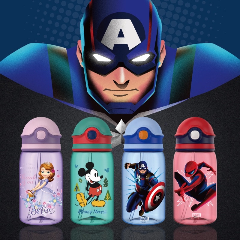 Botol Minum Tritan Sedot Spiderman Super Hero / Botol Minum Captain Mickey Sophia