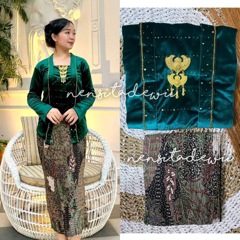 [1 SET] Kebaya Payet + Rok Plisket / Kd: DHB03, Model Saskia