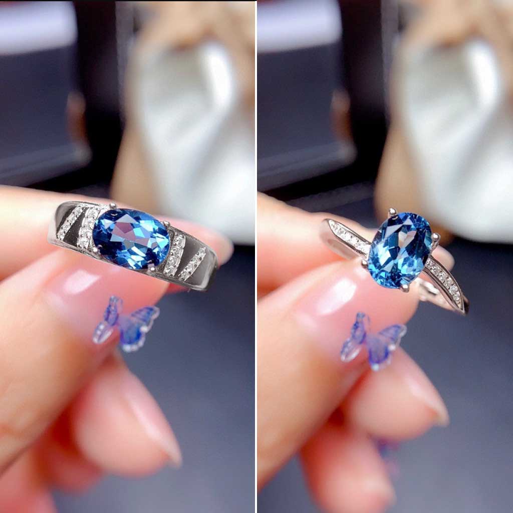 Sapphire Cincin 925 Silver Hias Batu Permata Kristal Sapphire Platinum Untuk Pria Dan Wanita