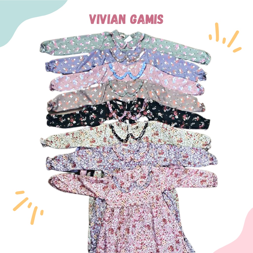 Gamis Anak / Gamis Anak Perempuan / Baju Muslim Anak Perempuan Vivian Laurakids 5 - 15 TAHUN