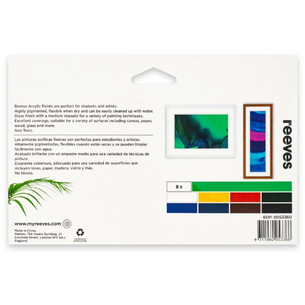 Reeves Acrylic Paint - 22ml, Primary Colours - Pack of 8