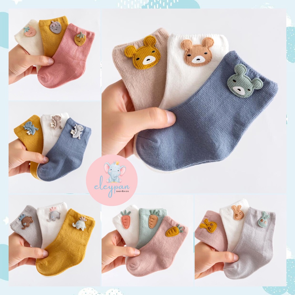 Set Kaus Kaki Anak 3D Boneka (3pasang) / Import Kids Socks Kaos Kaki Bayi Impor