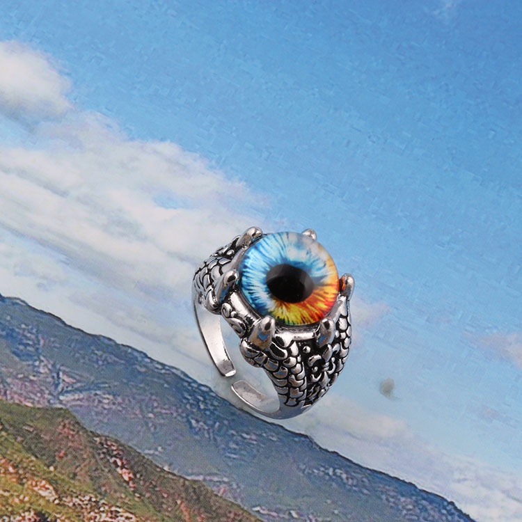 Cincin Desain Mata Iblis Gaya Retro Punk Hip-Hop Eropa Amerika Untuk Pria