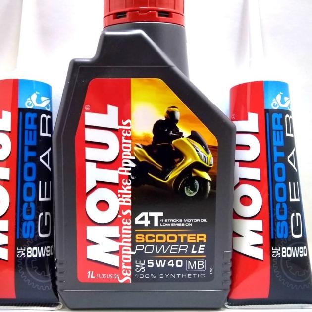 PAKET OLI MOTUL SCOOTER POWER LE 5W40 + OLI GEAR MOTUL| NMAX PCX AEROX