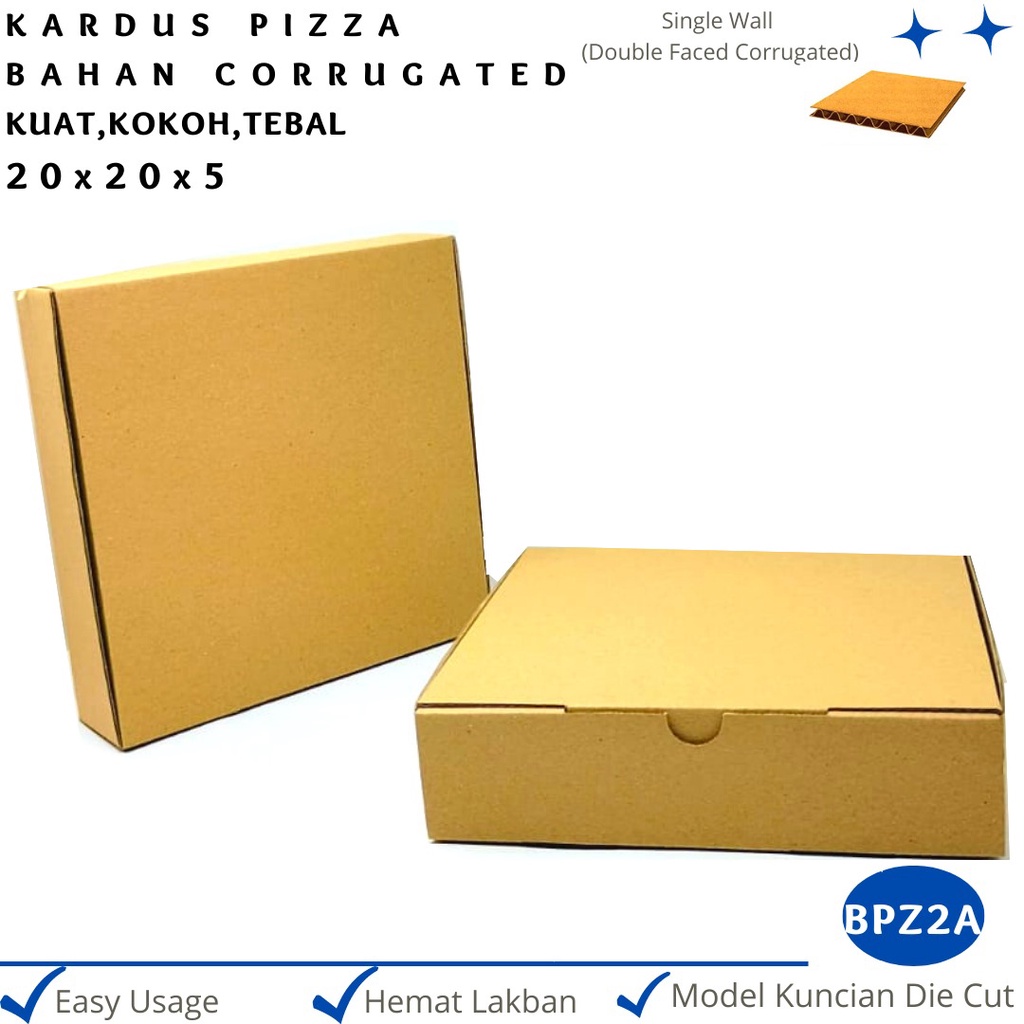 Kardus Pizza 20X20X5 Corrugated Die Cut E-flute (BPZ2A)