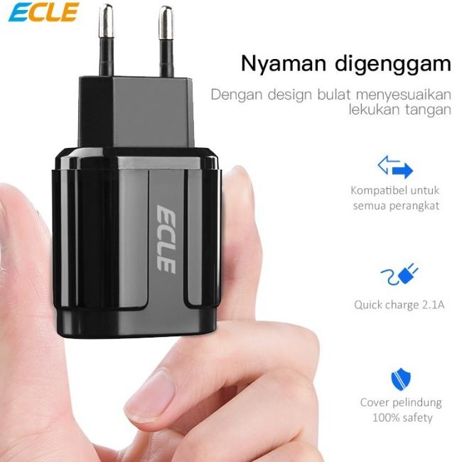ECLE Adaptor Charger Fast Charging 4 USB Port Quick Charge QC3.0 - Charger 3USB