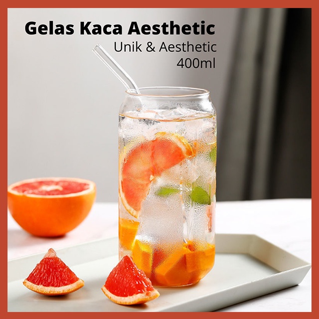 Gelas Aesthetic Kaca Bening Kopi Korean
