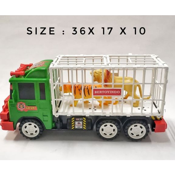 Mainan Anak Mobil Truck Tronton Pengangkut Kandang Macan Harimau Singa