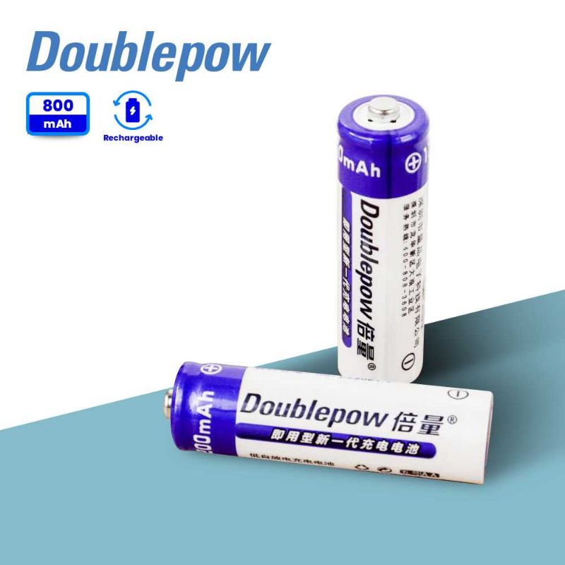 DOUBLEPOW Batu Baterai AA Rechargeable NiMH 800mAh 2 PCS