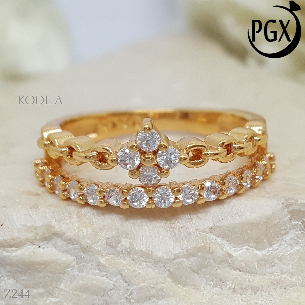 PGX Cincin Xuping Wanita Perhiasan Lapis Emas Aksesoris Fashion Premium - Z244