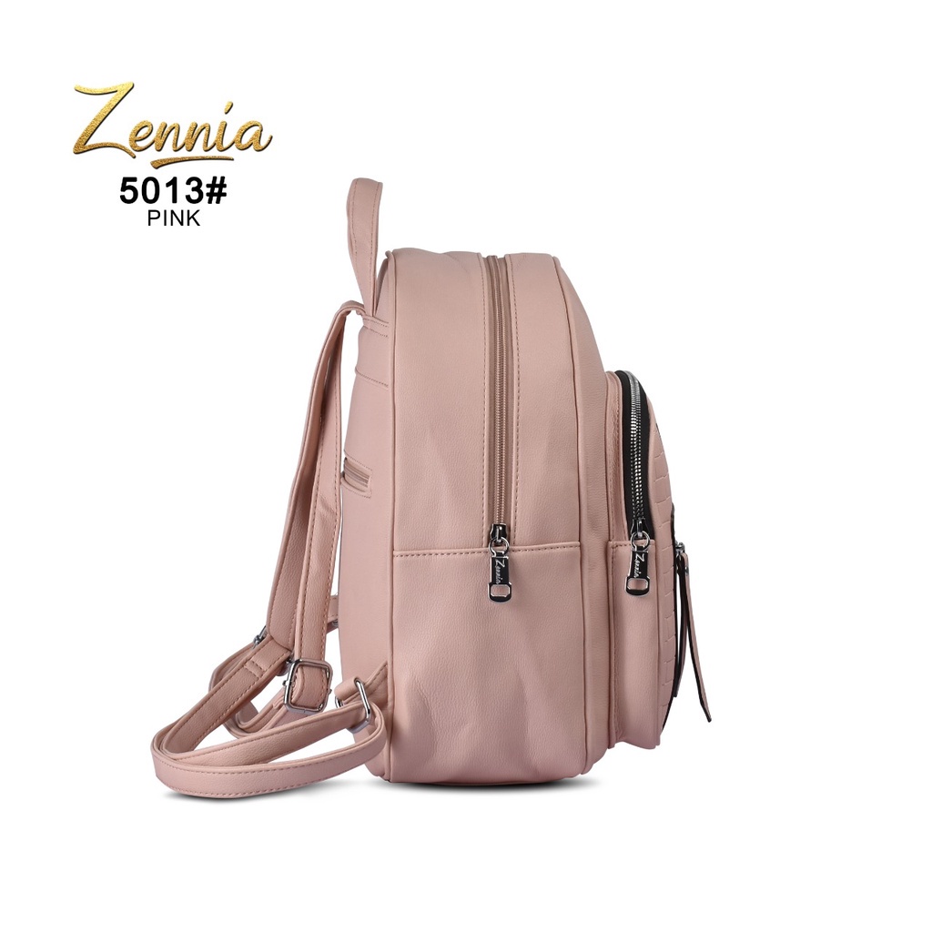 Tas Wanita Zennia 5013 Tas Kulit Korea Wanita Punggung Anak Remaja Ransel Sekolah Kuliah Kerja Outdoor Trendy Fashion