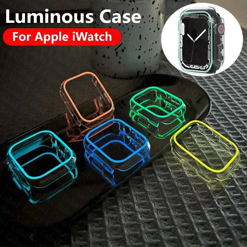 Case Pelindung Layar Luminous Untuk Apple Watch Seri 8 7 6 5 4 3 2 1 SE SE2 bumper 45mm 41mm 44mm 40mm 42mm 38mm