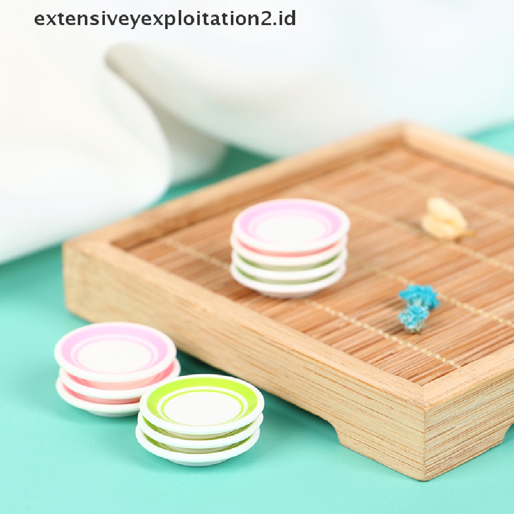 5pcs / Set Mainan Miniatur Piring Warna-Warni Skala 1: 12 Untuk Aksesoris Dapur Rumah Boneka