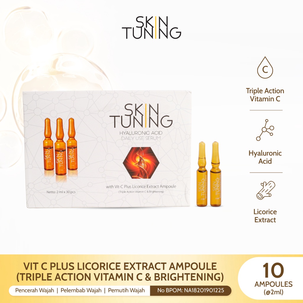 SKIN TUNING Vit C Plus Licorice Extract Ampoule (Triple Action Vitamin C &amp; Brightening) Pencerah Wajah Pelembab Wajah Pemutih Wajah