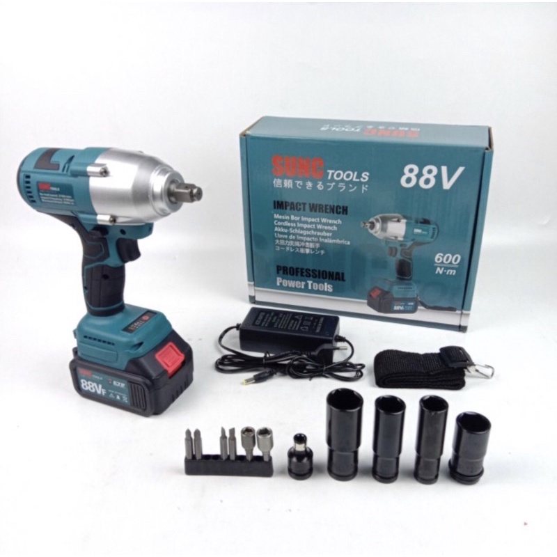 APR impact wrench 600Nm cordless SUNC bor buka baut 88vf power full by JLD