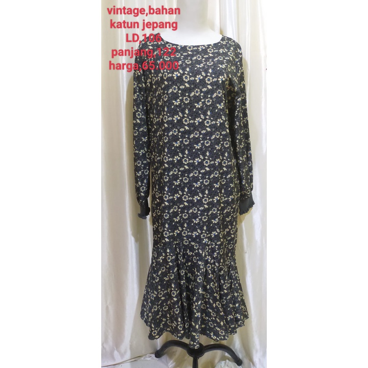 DRESS VINTAGE WARNA ABU VINTAGE BUNGA DRESS PREMIUM DRESS BAGUS  / Dress wanita /Dress Premium/Dress