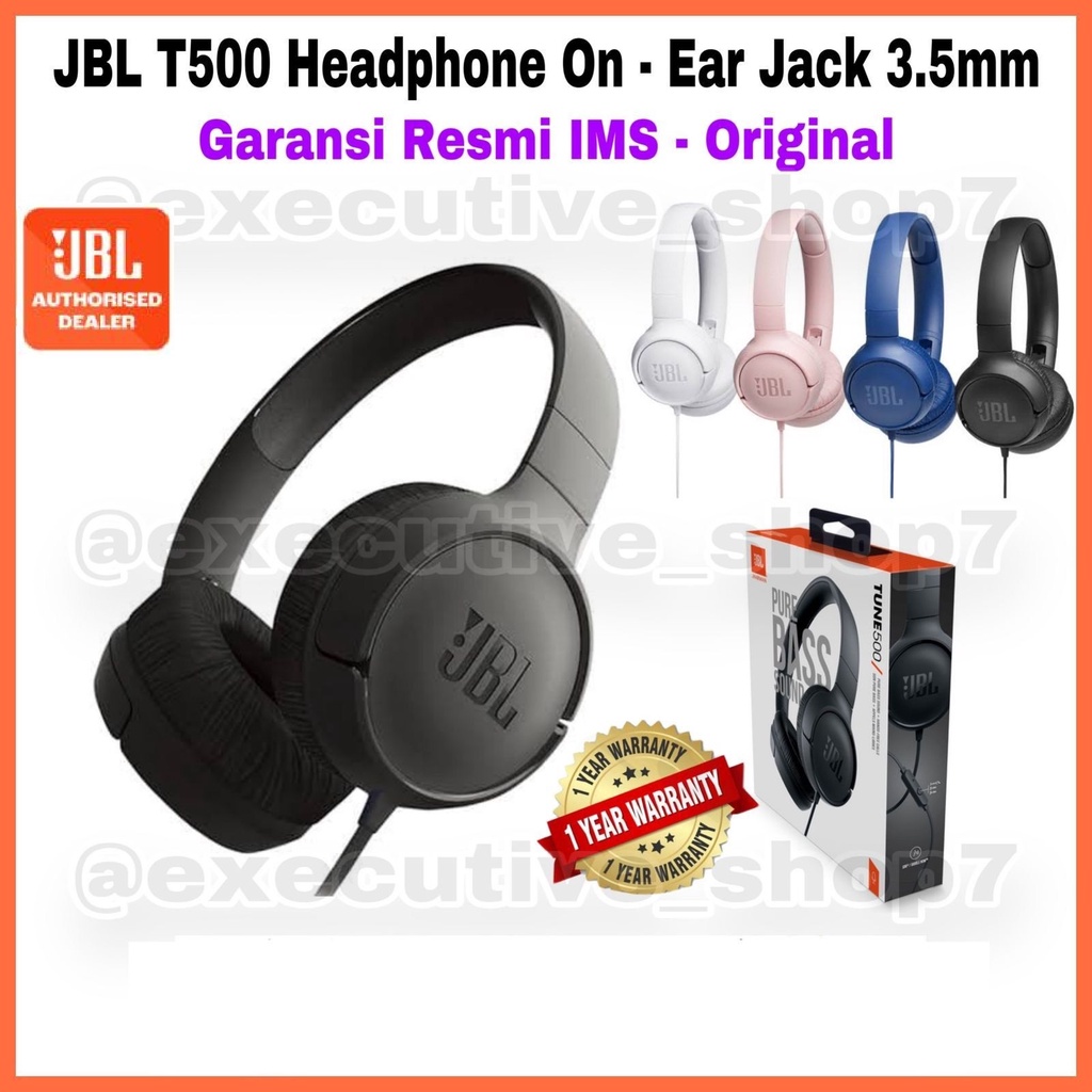 JBL T500 Headphone Berkabel On Ear - Garansi Resmi IMS - Original