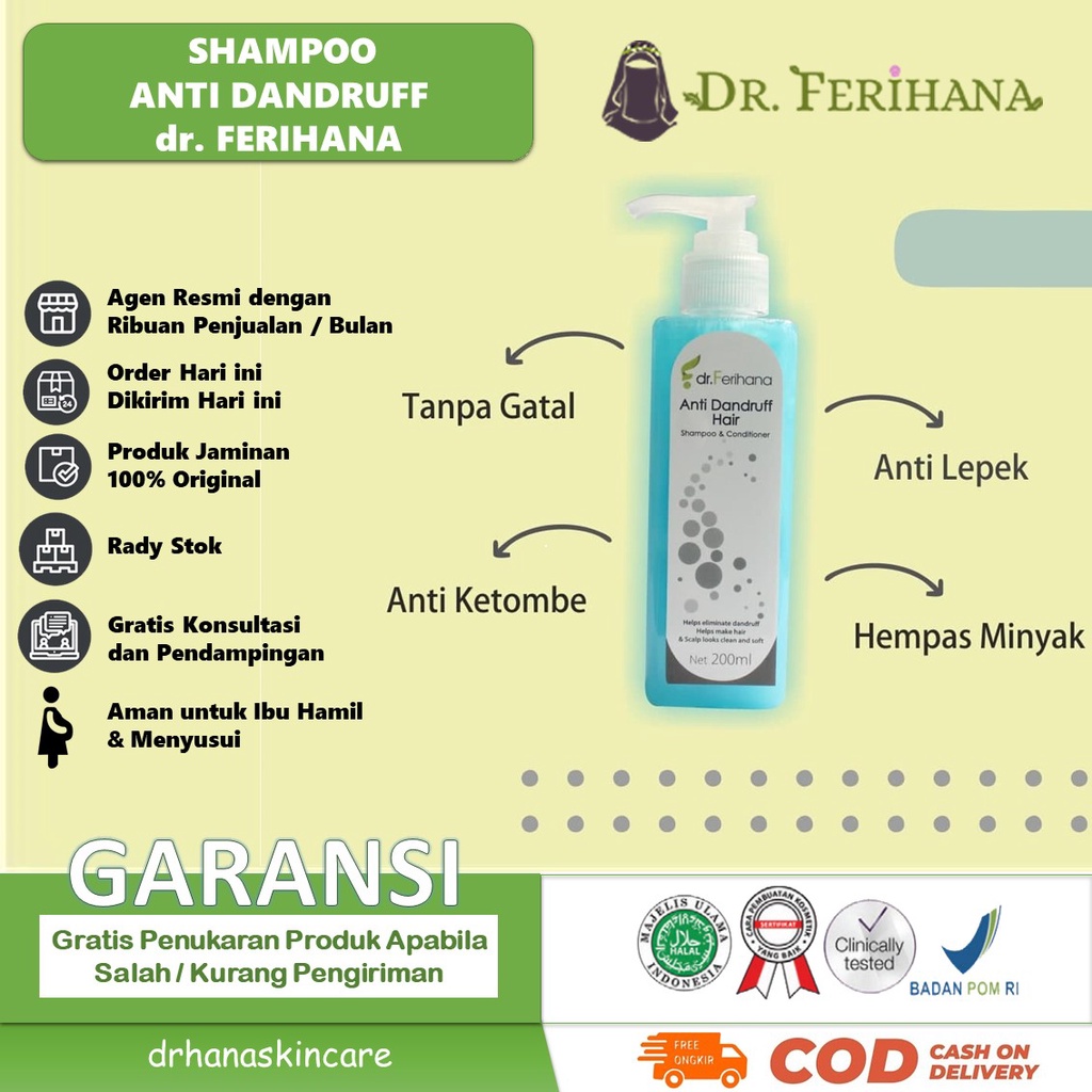 SHAMPOO DAN CONDITIONER ANTI DENDRUFF HAIR DR. FERIHANA SKINCARE