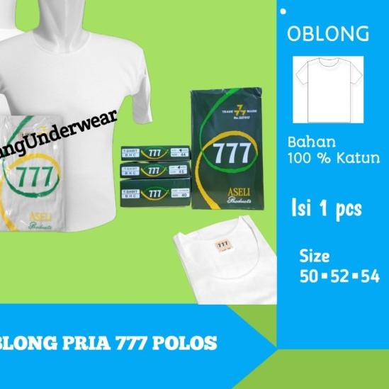 kaos oblong pria 777 polos O 777 size 50-52-54/kaos oblong jumbo - Putih, 50