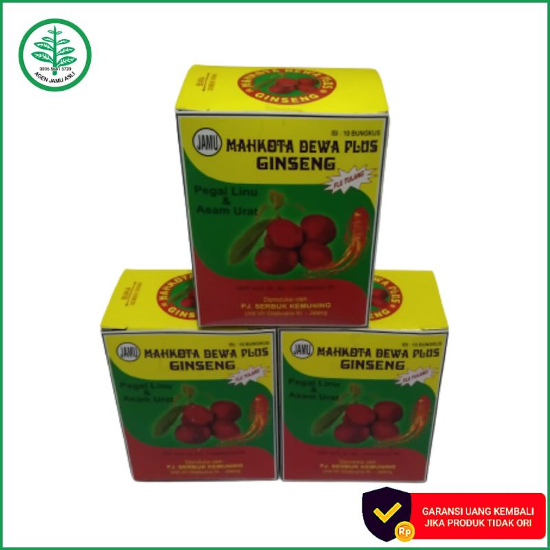JAMU MAHKOTA DEWA PLUS GINSENG PEGAL LINU, ASAM URAT, FLU TULANG