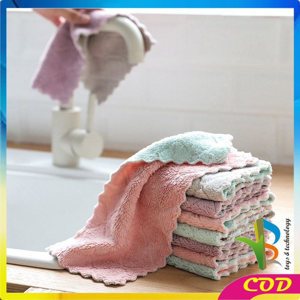 RB-C225 Kain Lap Piring Anti Minyak Bahan Coral Fleece / Kain Lap Dapur Microfiber Serap Air Murah