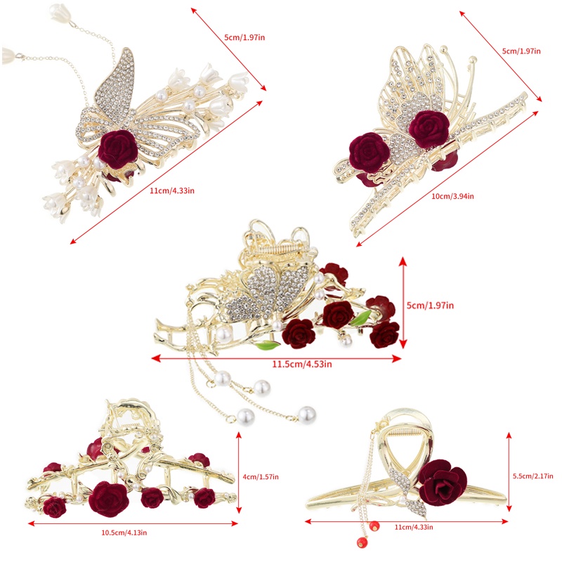 Jepit Rambut Bentuk Bunga Mawar Aksen Mutiara Dan Berlian Imitasi Bahan Alloy Gaya Korea Untuk Wanita