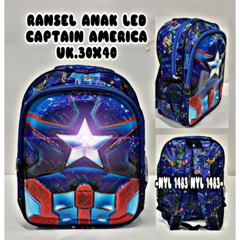 Tas Timbul Tas Ransel Anak Sekolah TK SD Lampu LED 3D SUPERHERO