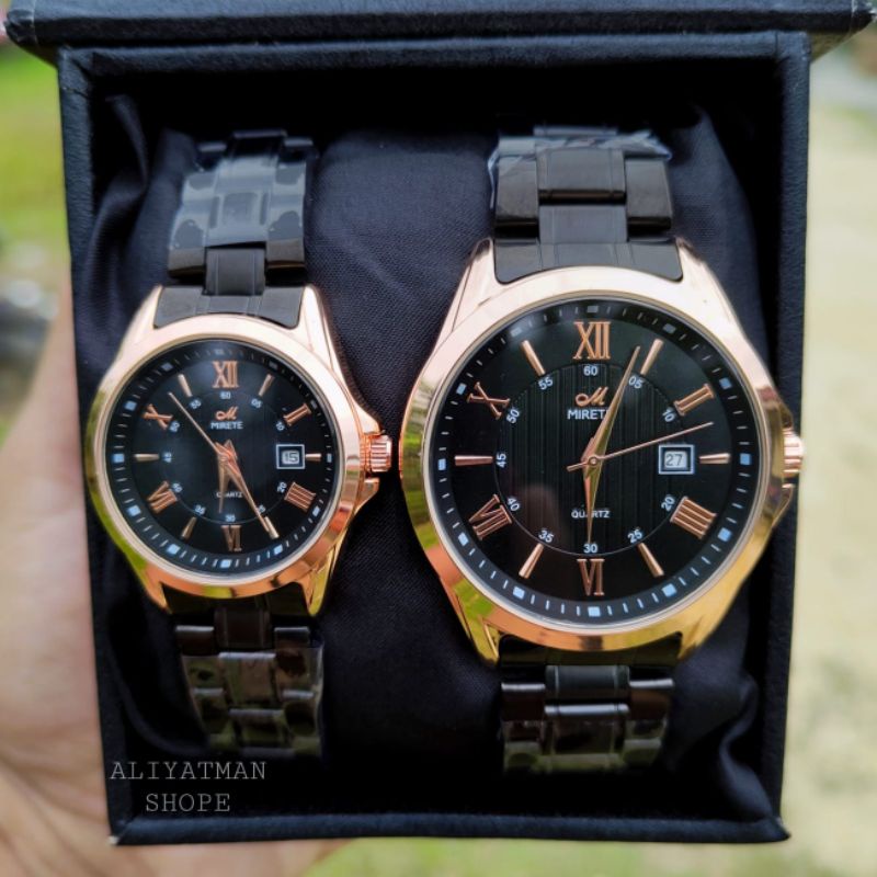 Jam Couple Bisa Satuan ☑️ Mirete Original Cowok/Cewek Fitur Tanggal Tahan Air Strap Rantai Stainlees Steel Jam Tangan Kasual Pria Wanita Water Resistant Jam Tangan Import Quart Analog Sporty Free Batrai Cadangan