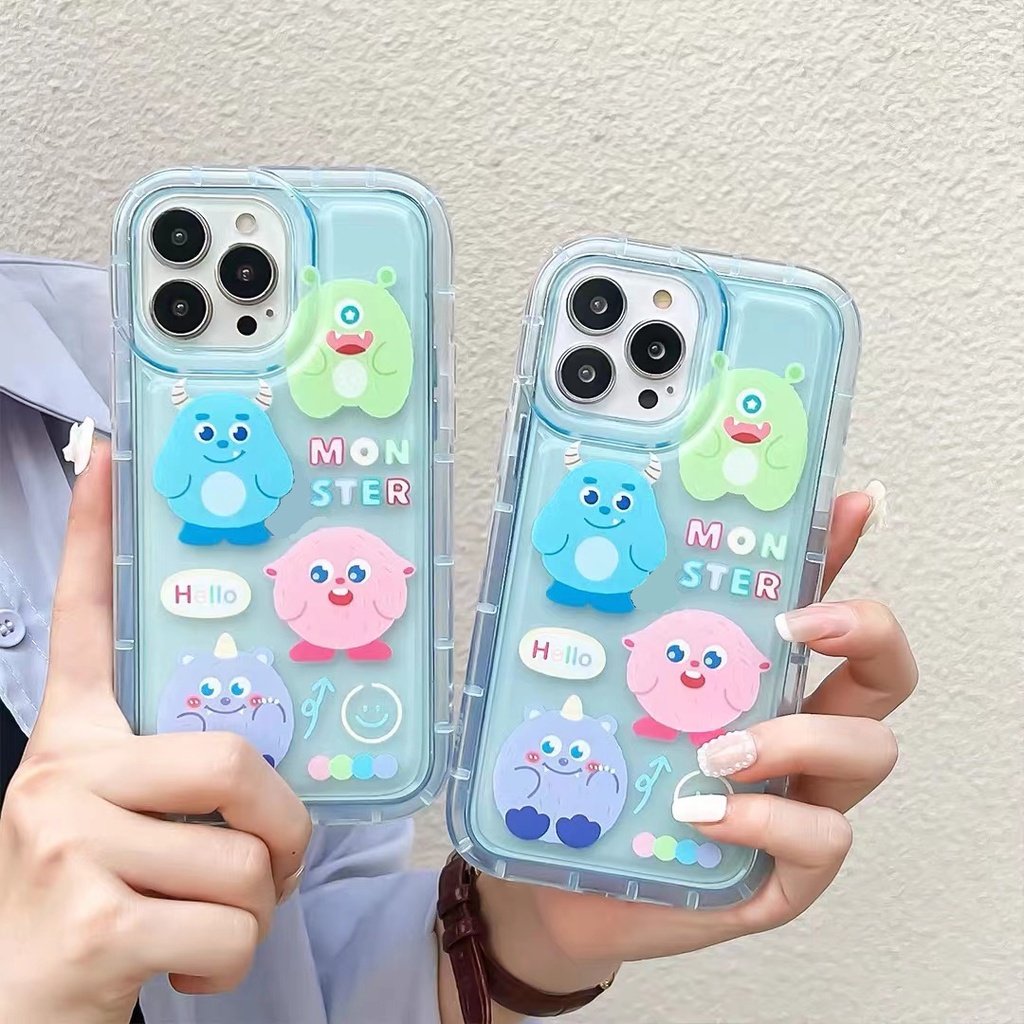 Soft Case Silikon TPU Transparan Motif Monster Untuk IPhone 14 13 12 11 Pro XS Max X XR 8 7 6 6S Plus
