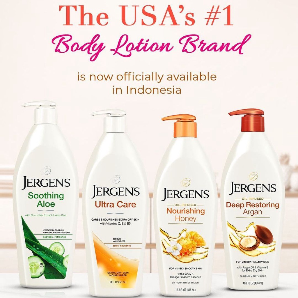 ★ BB ★ Jergens Moisturizer Body Lotion 621ml - 496ml | Soothing Aloe Refreshing - Nourishing Honey