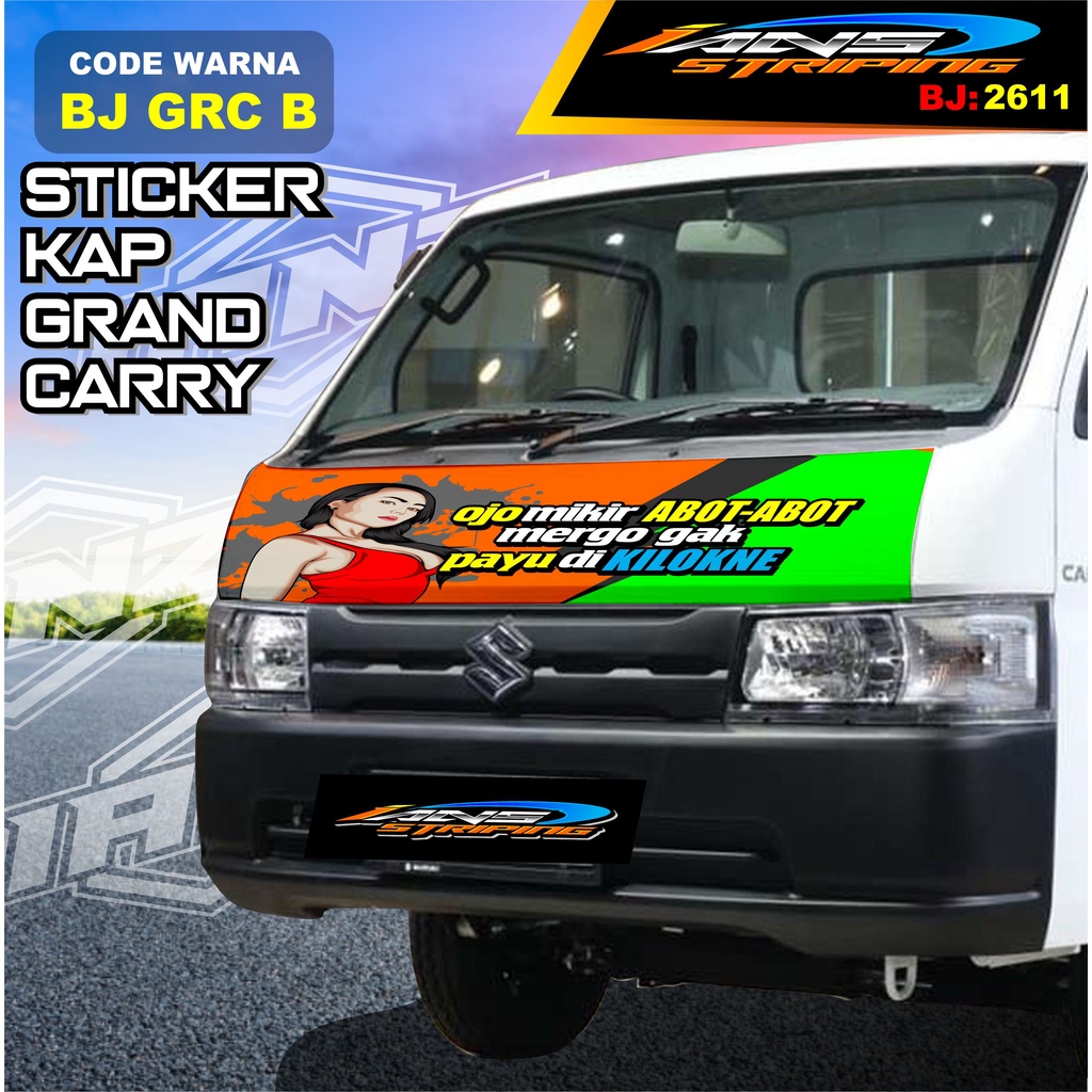 STICKER DECAL KABIN DEPAN MOBIL CARRY / STIKER KAP DEPAN MOBIL GRANMAX PICK UP / STICKER TERBARU L300