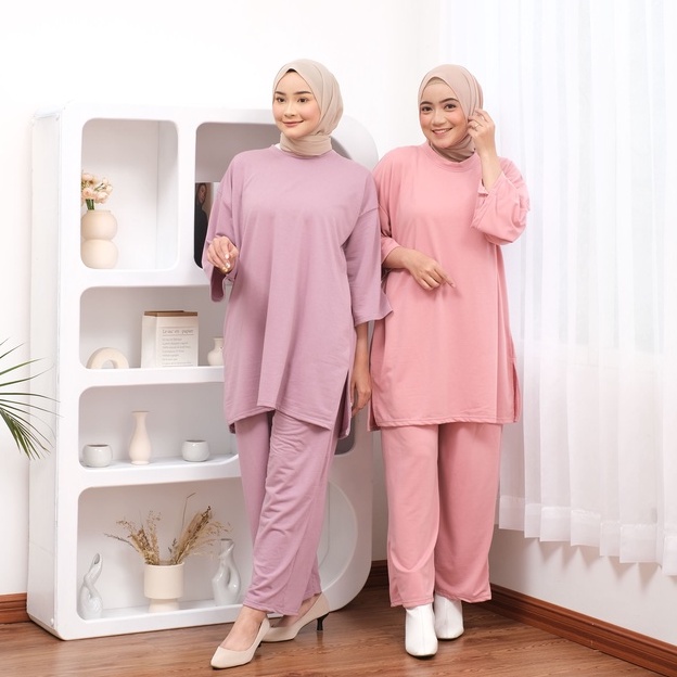 Setelan BUSUI OVERSIZE celana KULOT | One Set Jumbo | Set kaos polos BIG SIZE Busui Friendly
